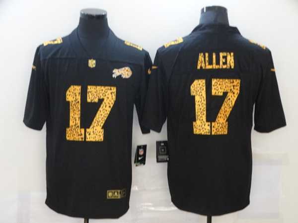 Men%27s Buffalo Bills #17 Josh Allen 2020 Black Leopard Print Fashion Limited Football Stitched Jersey Dzhi